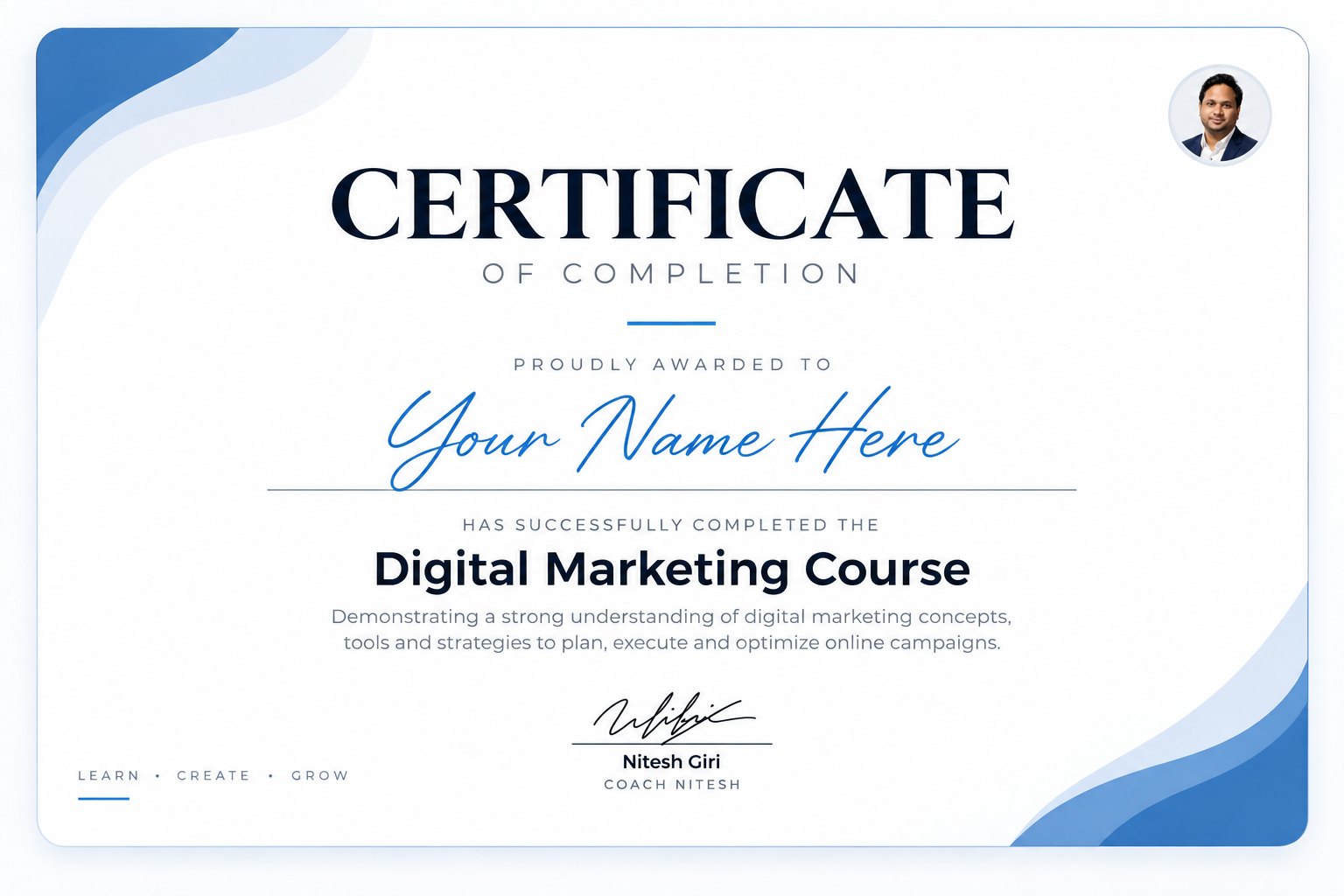 Course Certificate Mockup